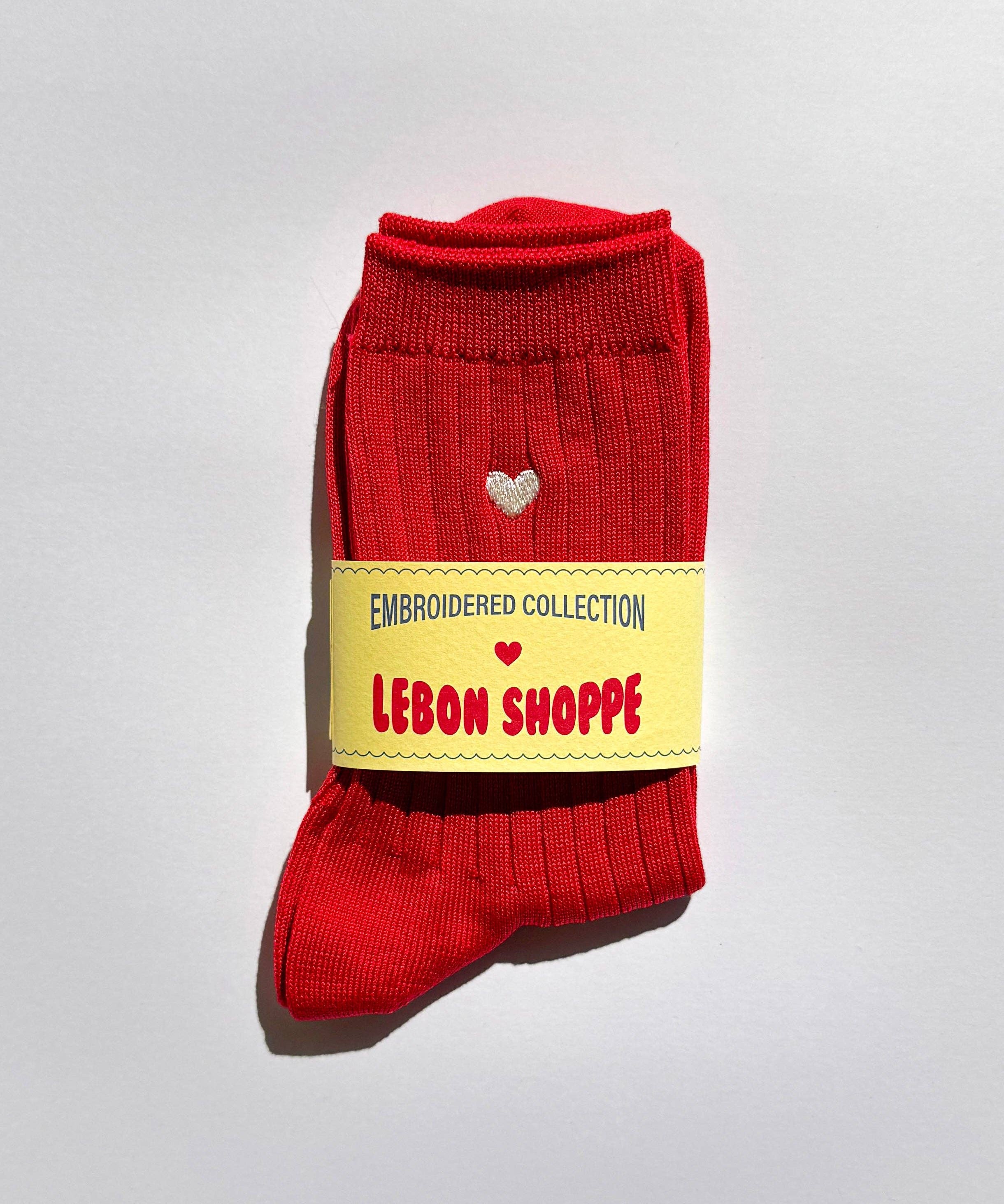 her socks - embroidered heart