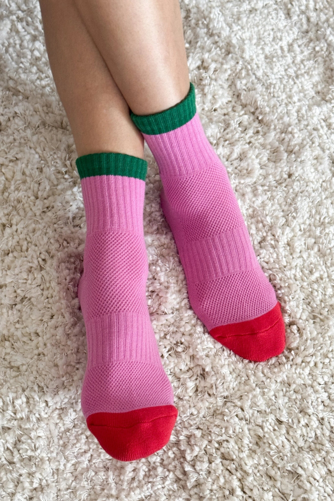 Girlfriend socks - Color block rose green