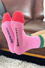 Girlfriend socks - Color block rose green