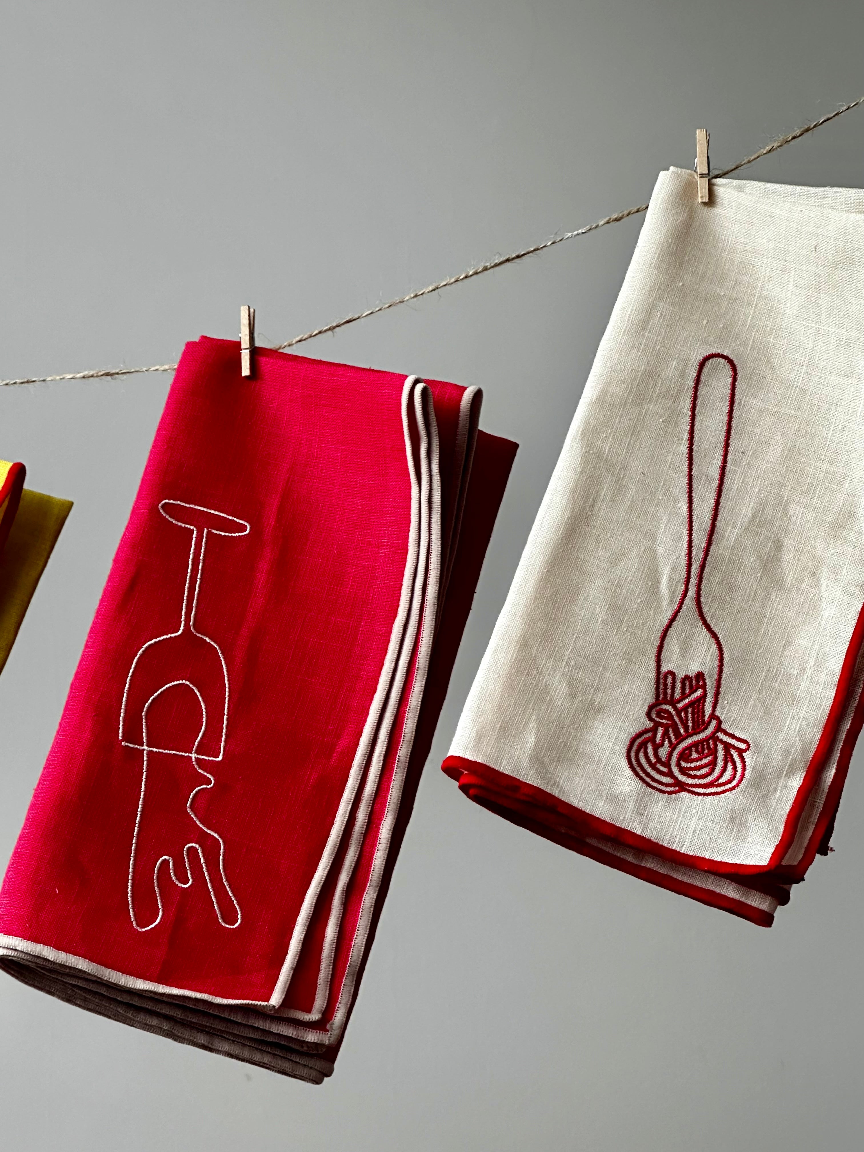 wine - set linnen servetten