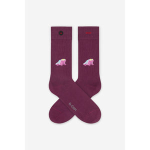 Burgundy frog socks