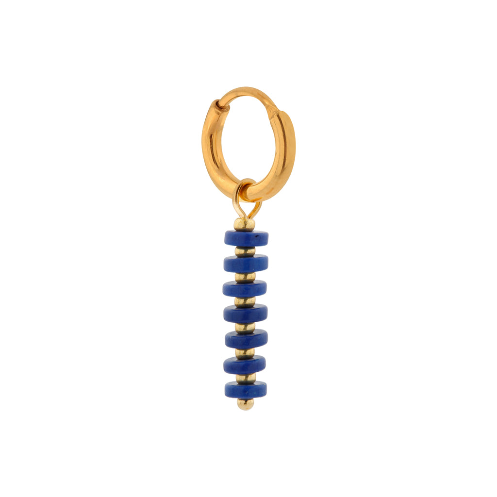 Oorbel - Royal blue hoop gold