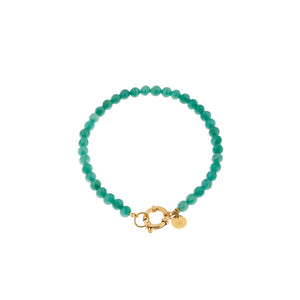 Armband - Seagreen beads gold