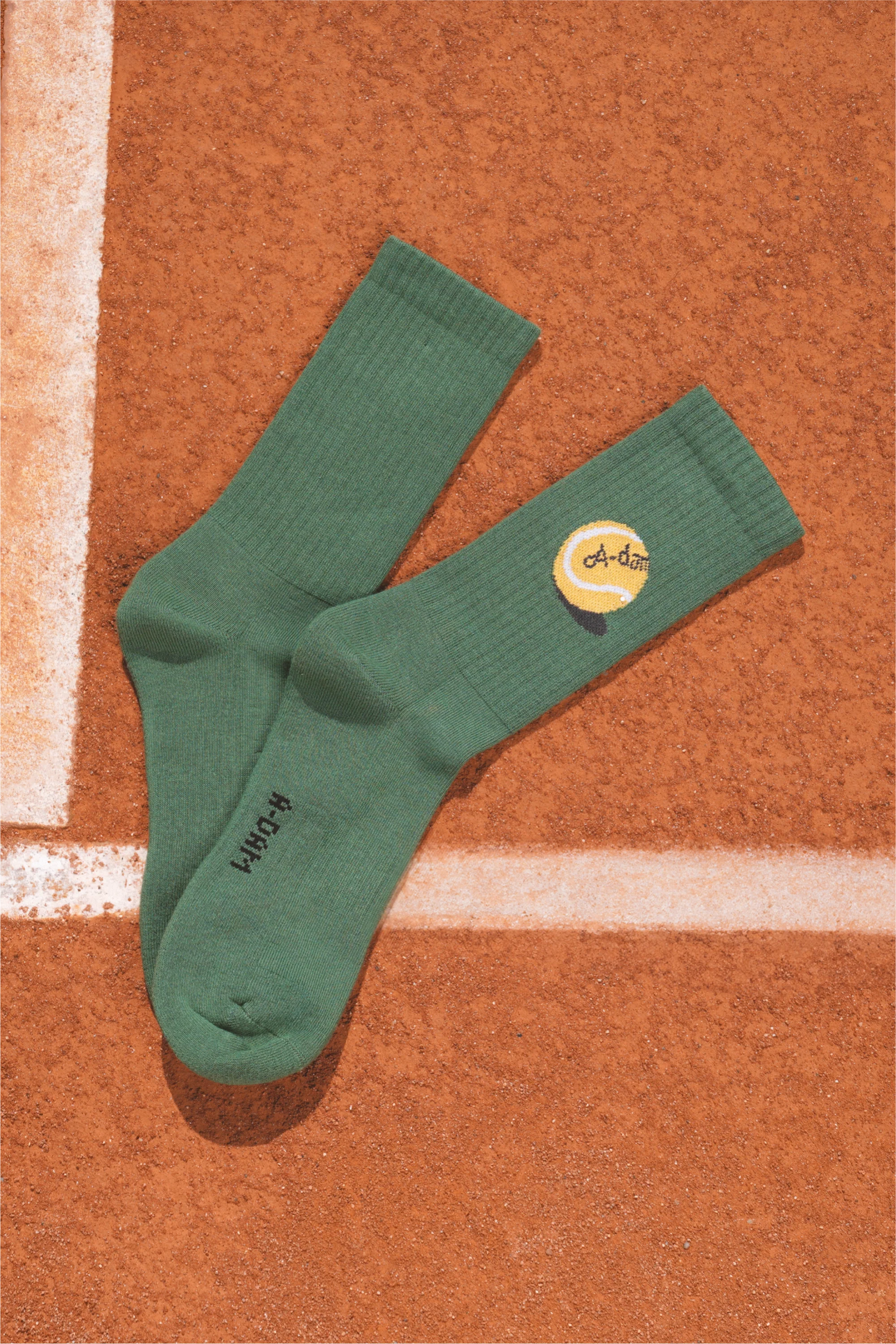 green tennisball crew socks