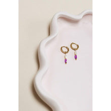 Afbeelding in Gallery-weergave laden, Oorbel - Terra purple hoop gold
