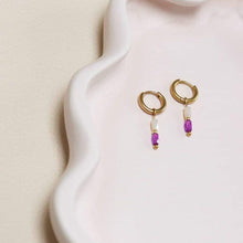 Afbeelding in Gallery-weergave laden, Oorbel - Terra purple hoop gold
