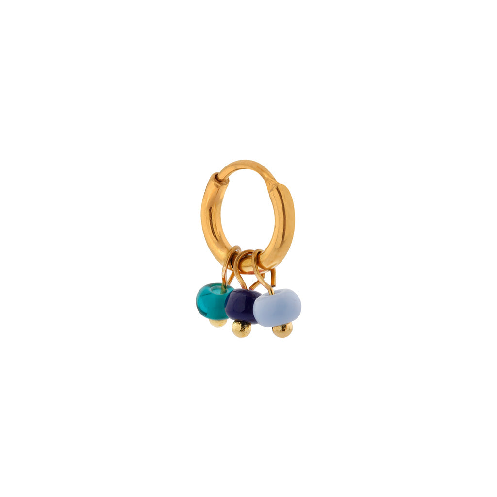 Oorbel - Triple blue hoop gold