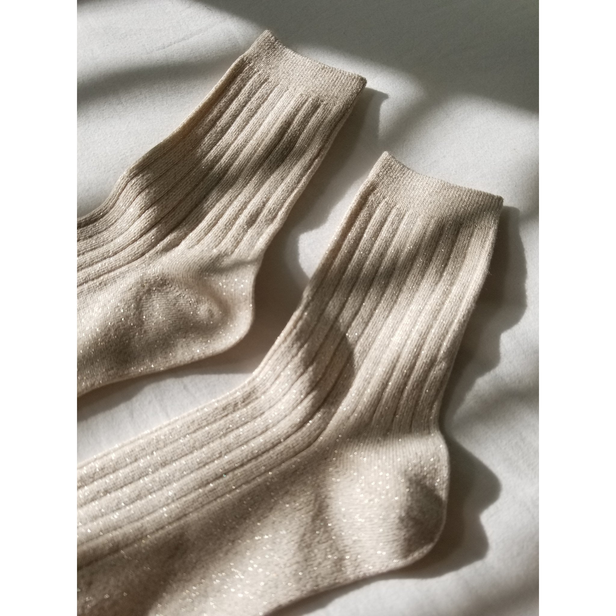 Her Socks - ivory gold glitter