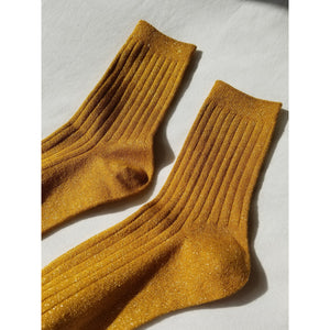 Her Socks - mustard glitter