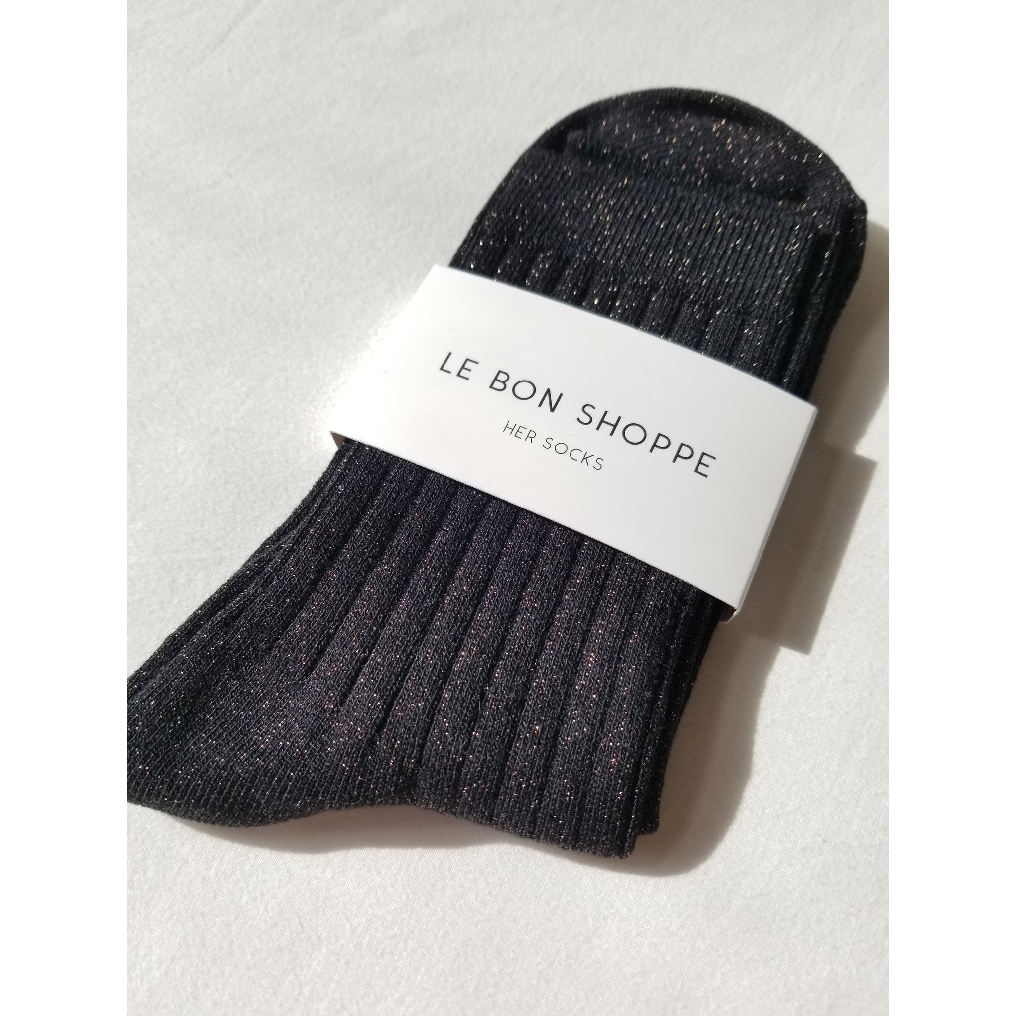 Her Socks - black copper glitter