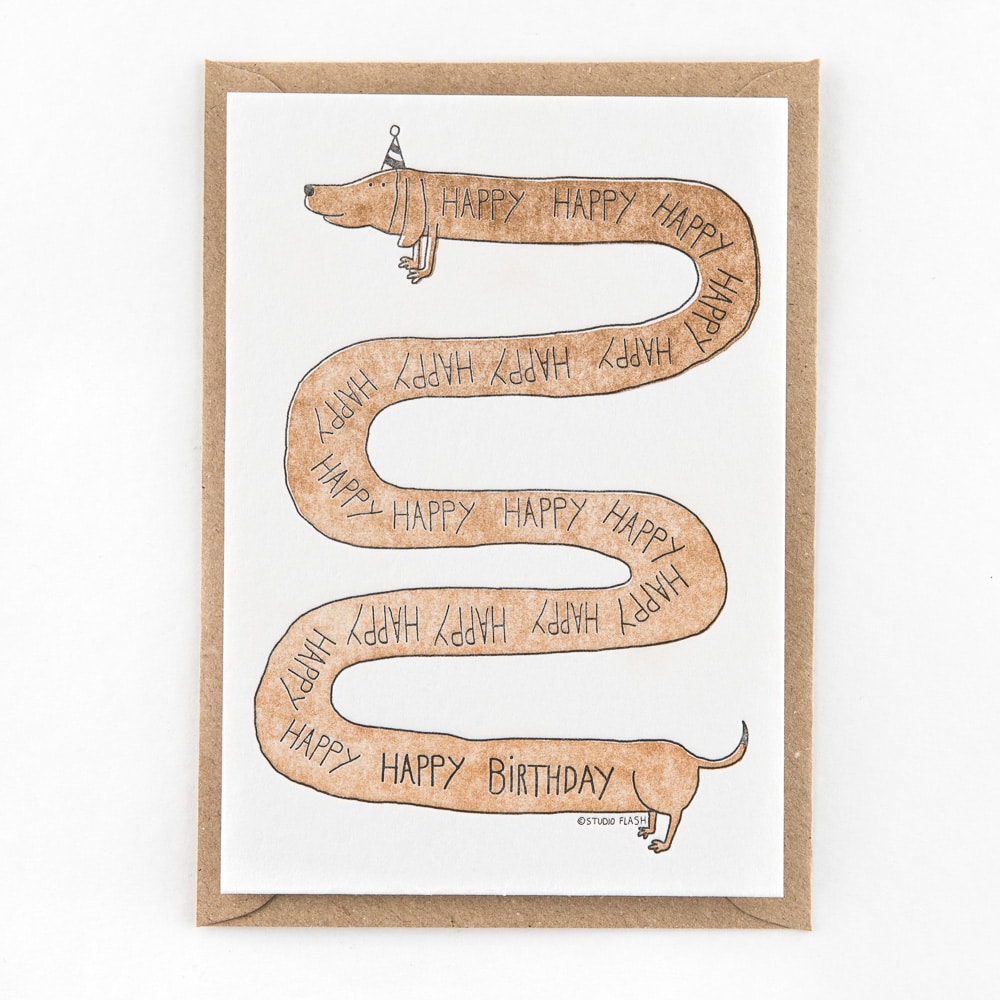 Letterpress kaart - Birthday dog