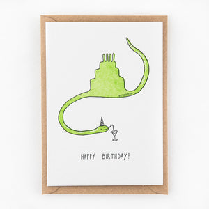 Letterpress kaart - Birthday snake