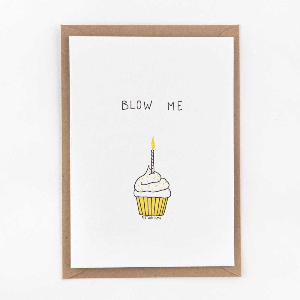 Letterpress kaart - Blow me