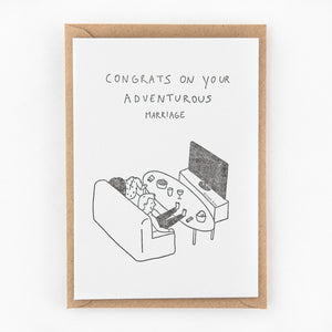 Letterpress kaart - Congrats on your adventurous marriage