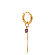 Afbeelding in Gallery-weergave laden, Oorbel - Chain purple hoop gold

