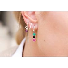 Afbeelding in Gallery-weergave laden, Oorbel - Chain purple hoop silver
