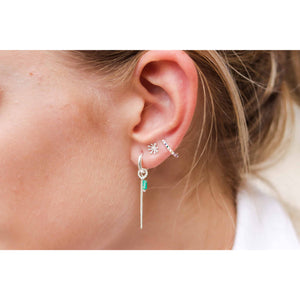 Oorbel - Chain turquoise hoop silver