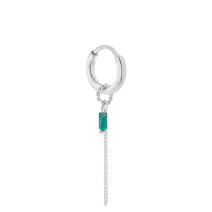 Oorbel - Chain turquoise hoop silver