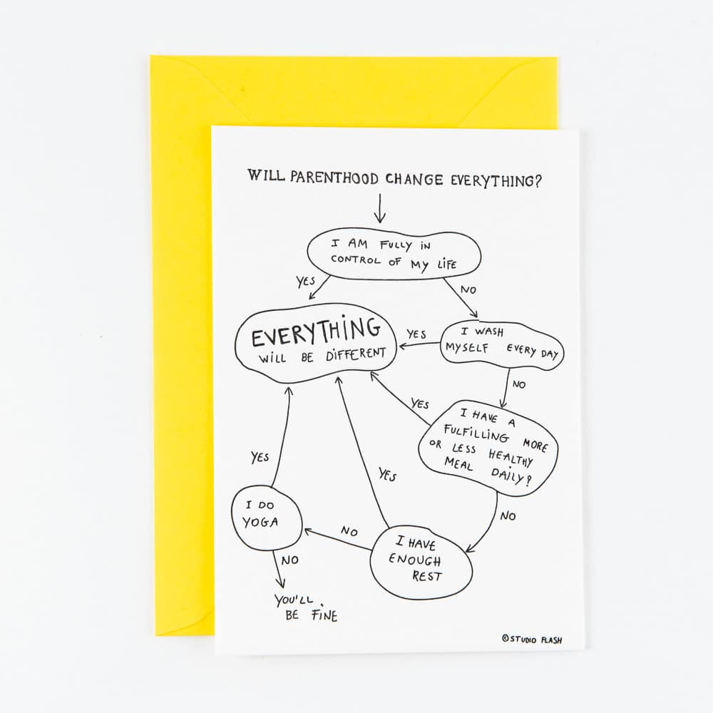 Letterpress kaart - Will parenthood change everything?