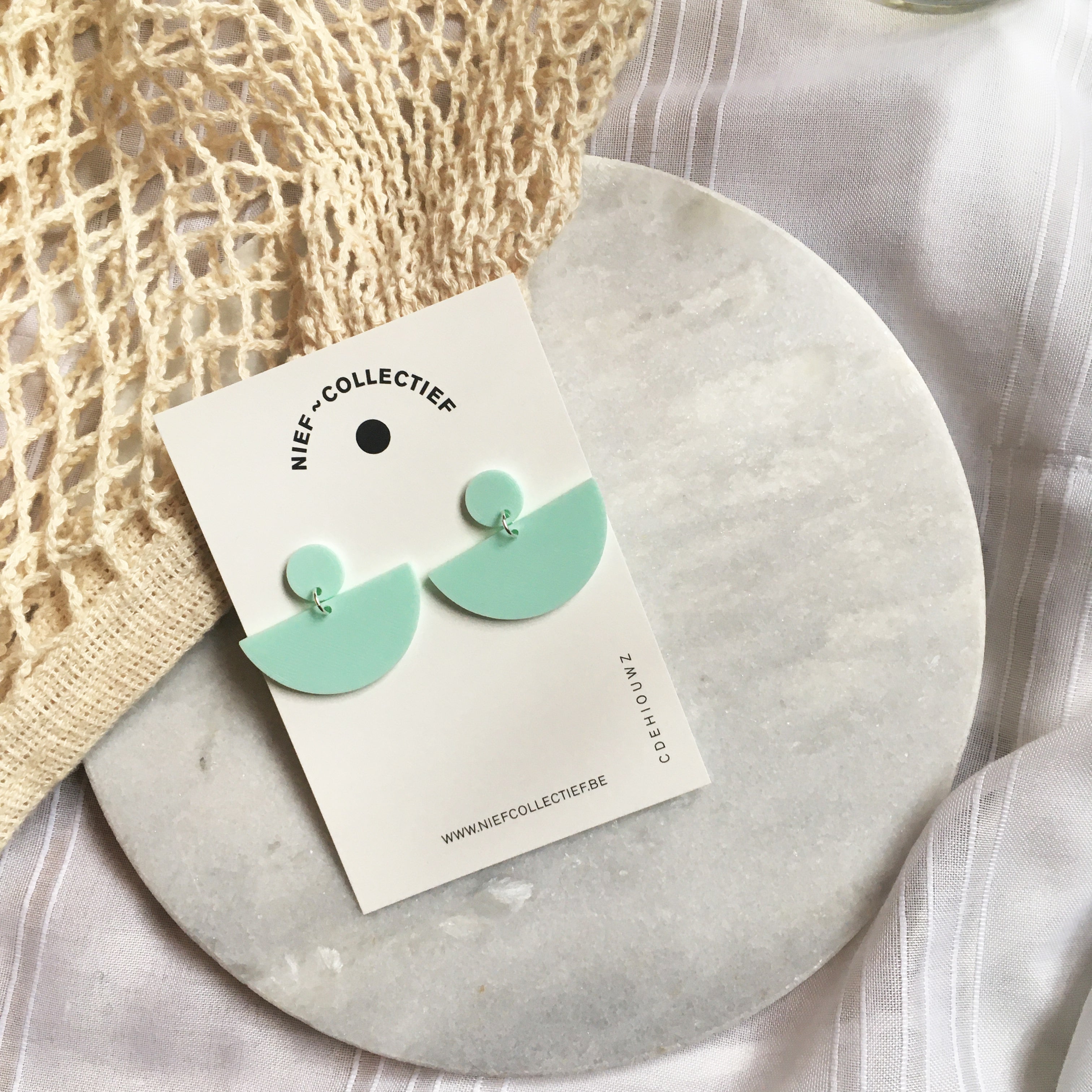 Oorbel double D - pastel mint