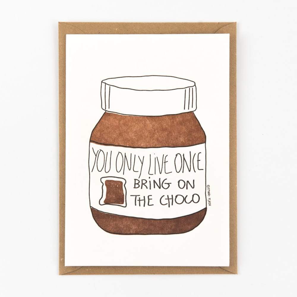 Letterpress kaart - Bring on the choco