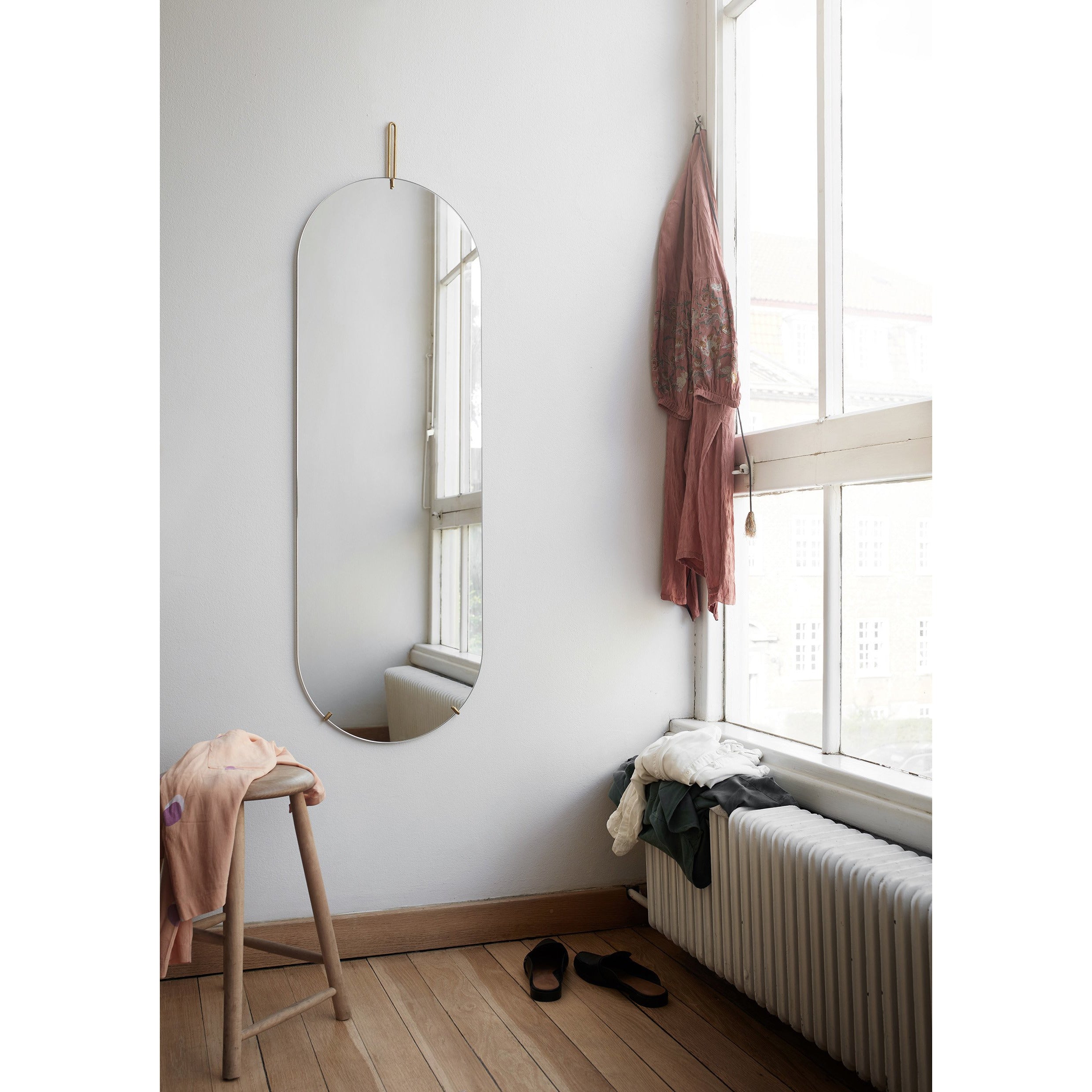 Tall wall mirror brass