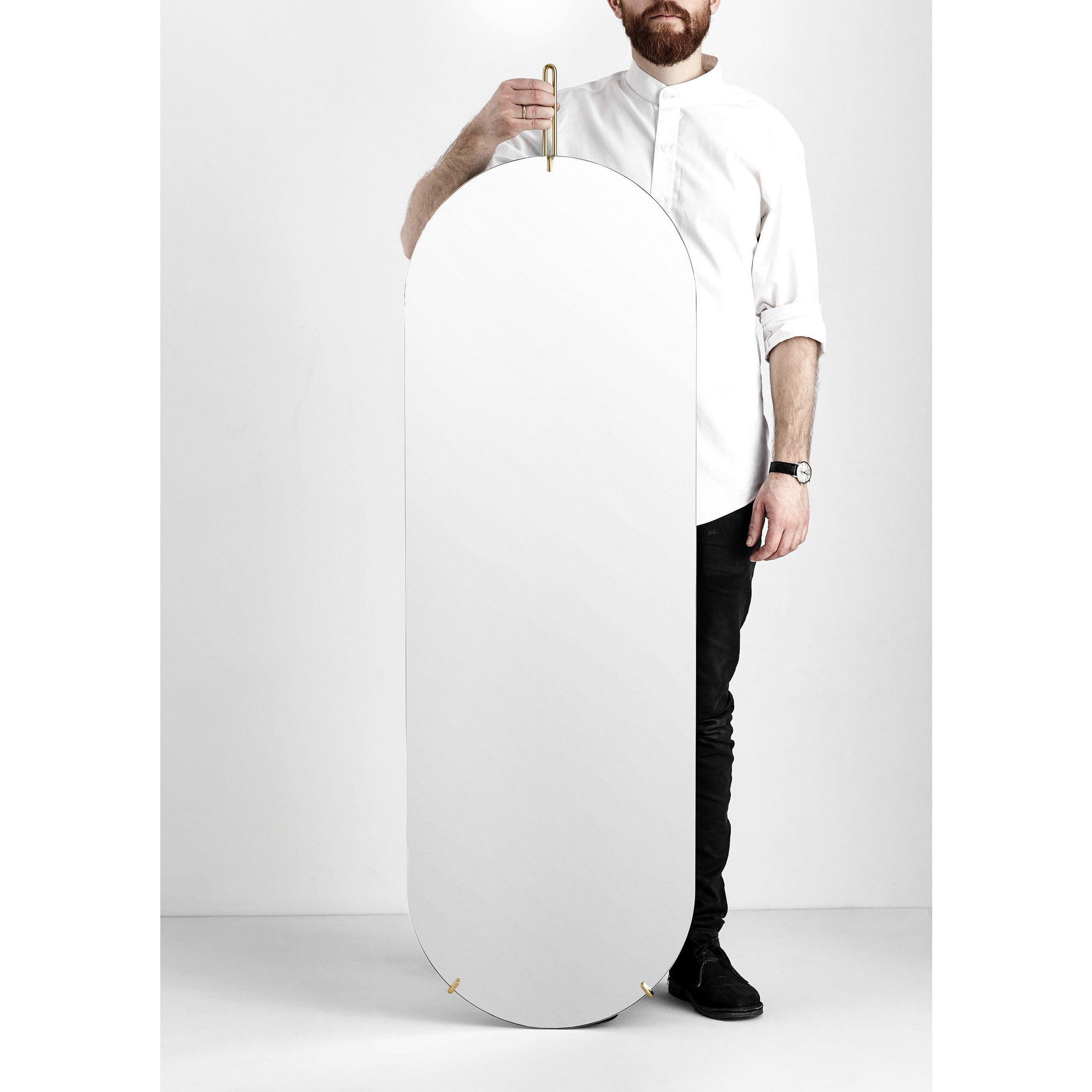 Tall wall mirror brass