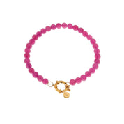Armband - Magenta beads gold