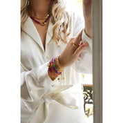 Armband - Magenta beads gold