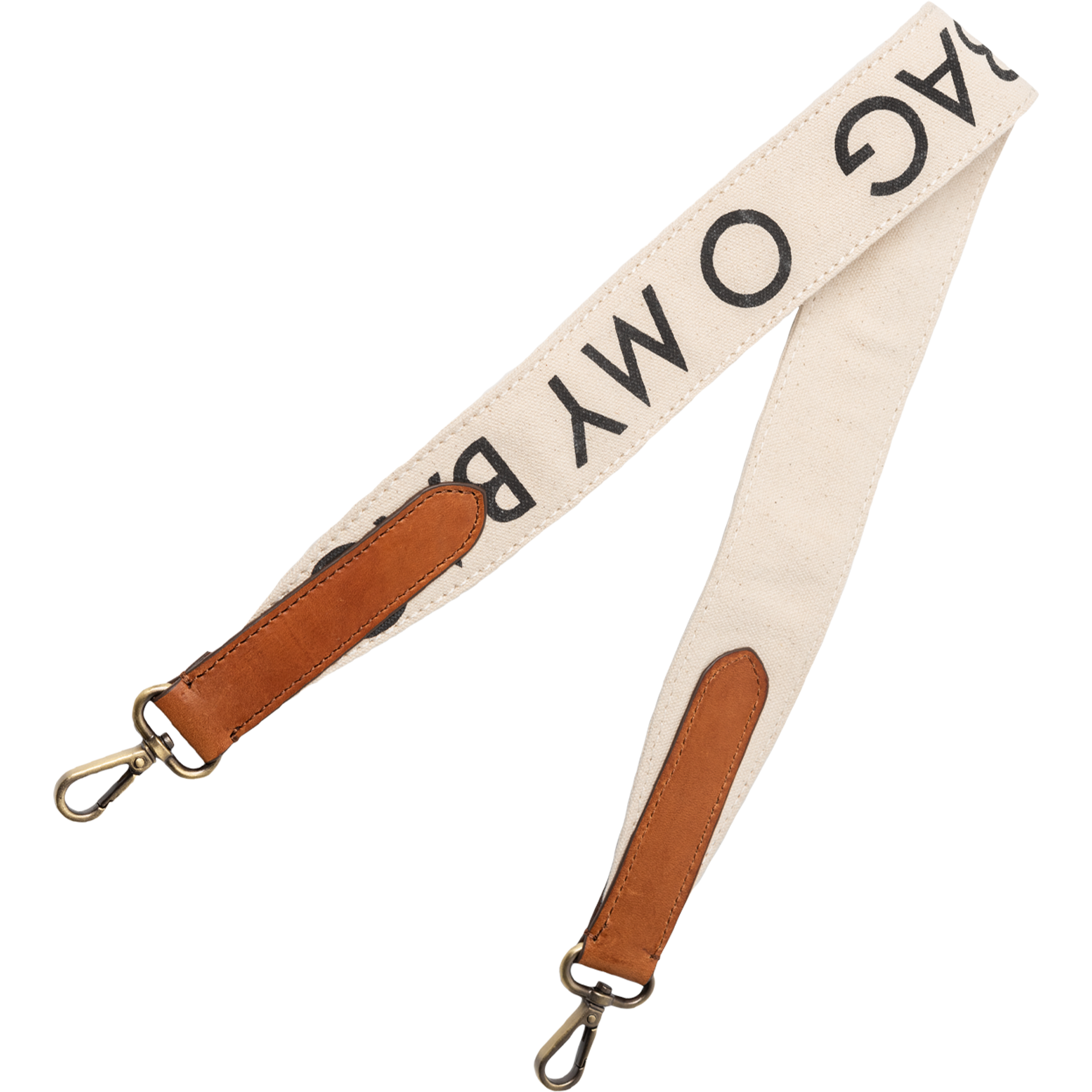 Canvas logo strap white - black and cognac
