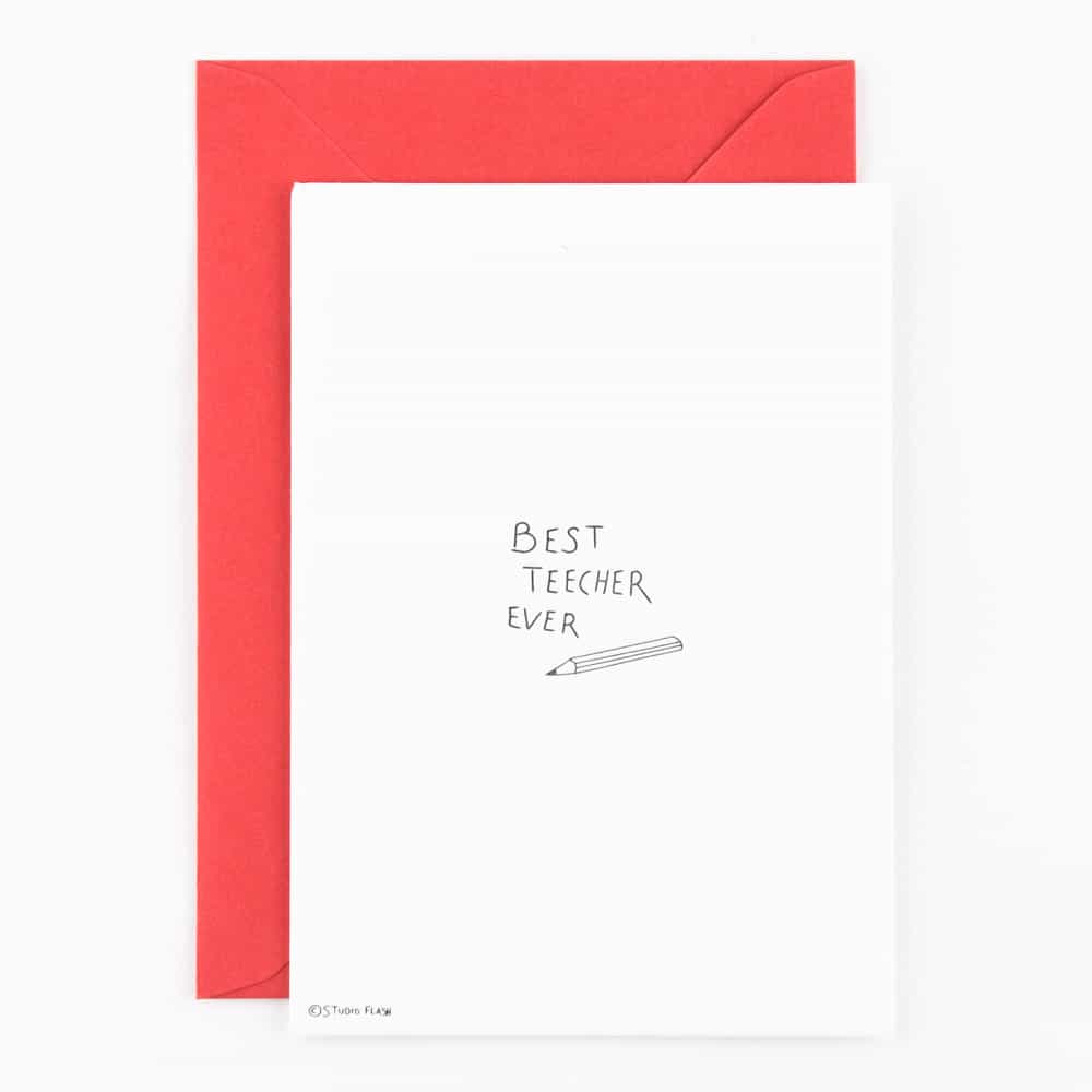 Letterpress kaart - Best teacher