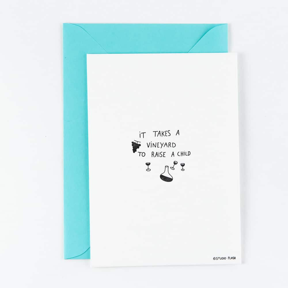 Letterpress kaart - It takes a vineyard to raise a child