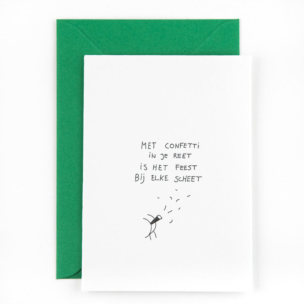 Letterpress kaart - Confetti in je reet