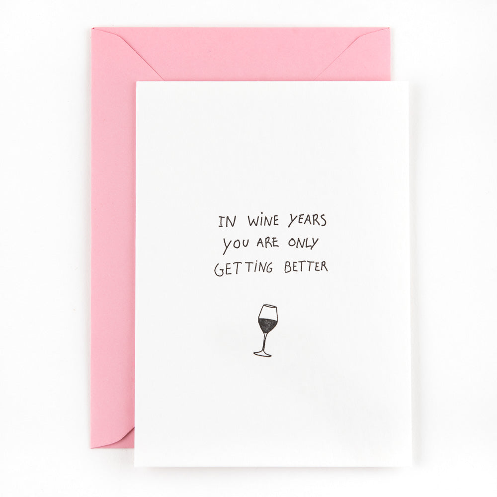 Letterpress kaart - In wine years