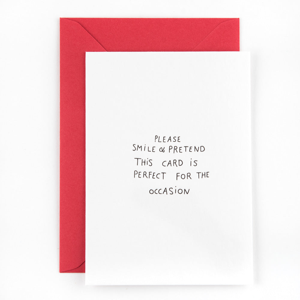 Letterpress kaart - Please smile and pretend