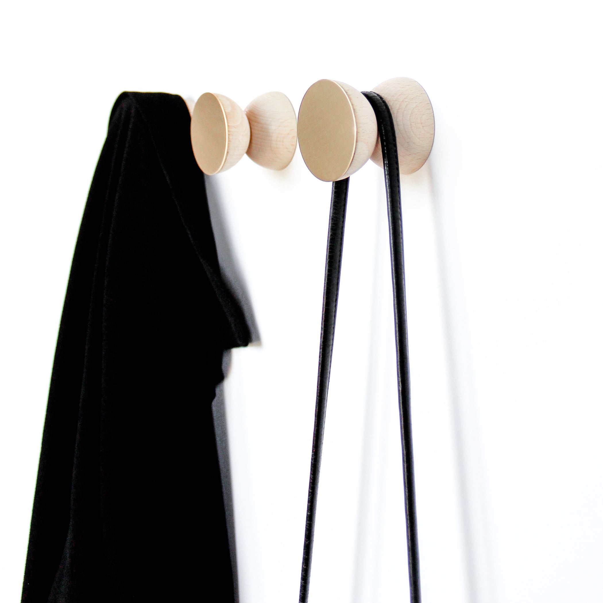 Geometric wood & brass hook