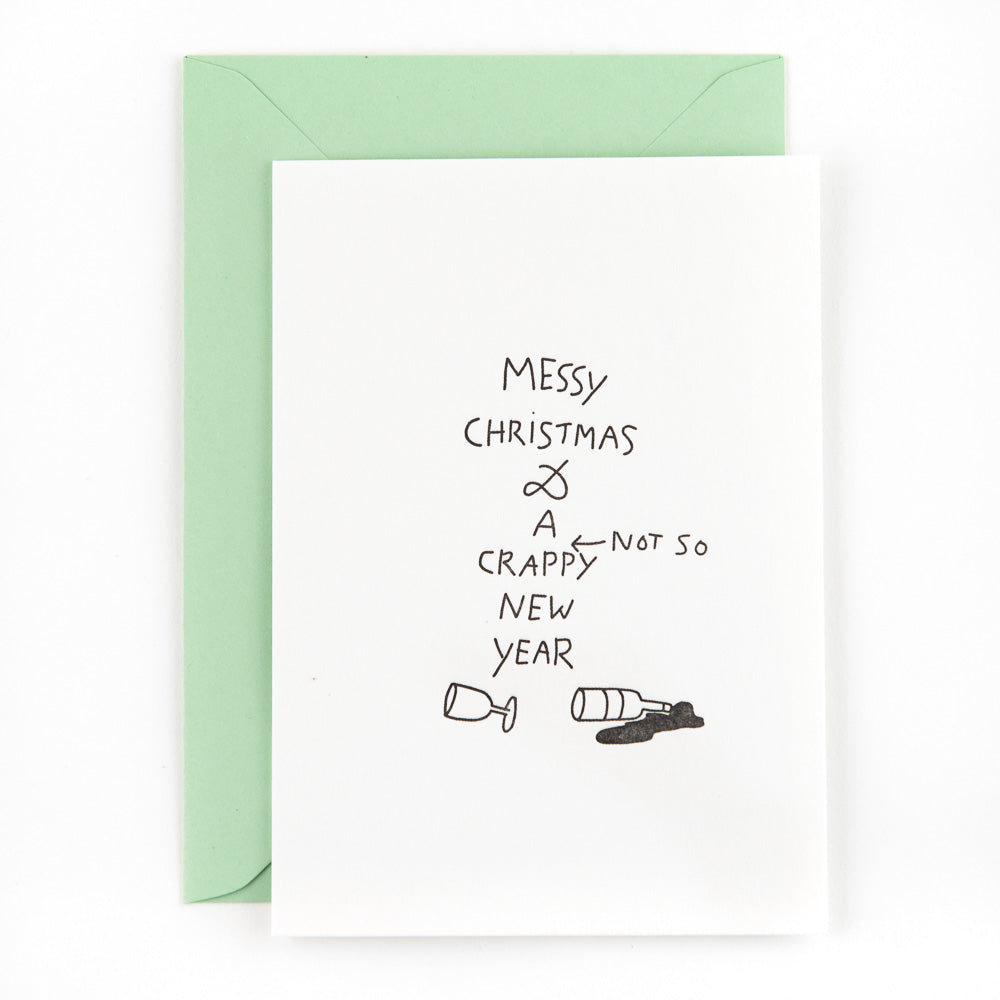 Letterpress kaart - Messy Christmas
