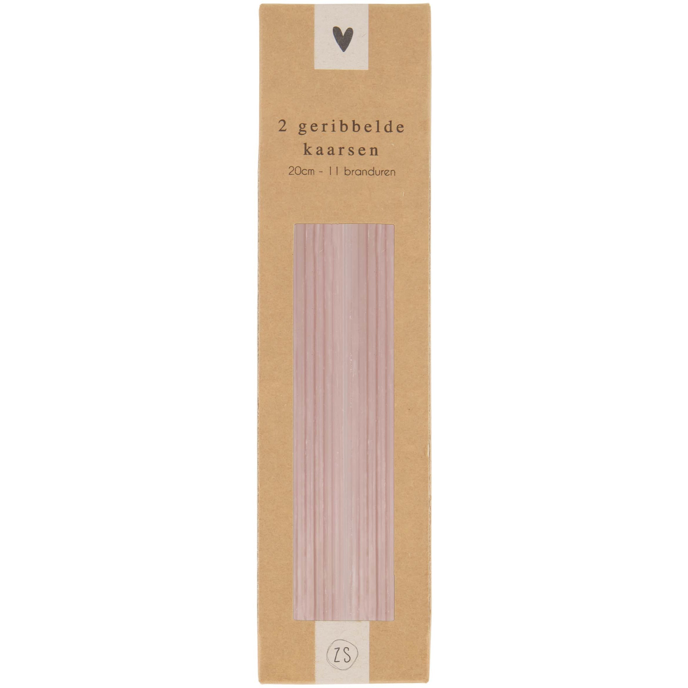 2 geribbelde kaarsen in een doosje - verschillende kleuren