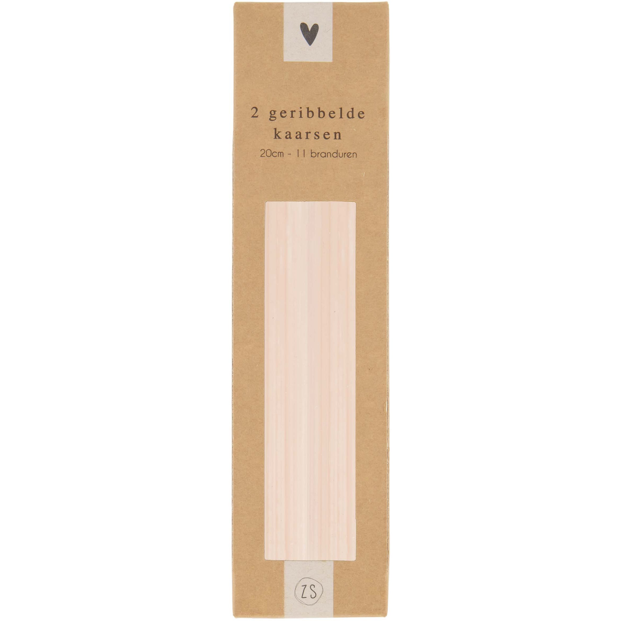 2 geribbelde kaarsen in een doosje - verschillende kleuren