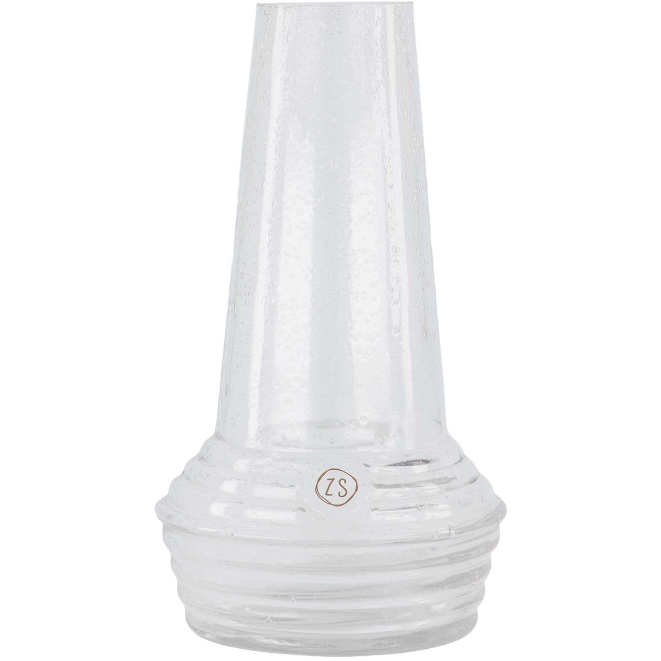 Glazen vaasje met ribbels en bubbeltjes - transparant