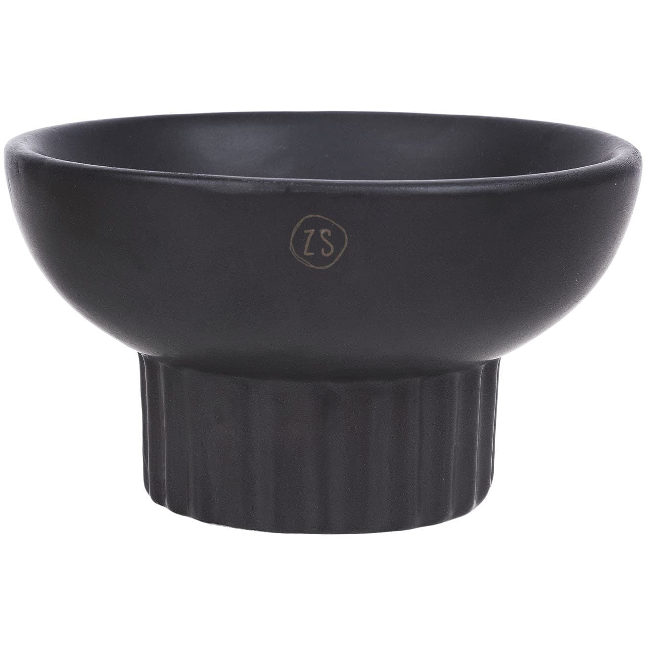 Keramieken kandelaar met ribbels - zwart