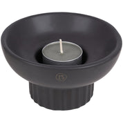 Keramieken kandelaar met ribbels - zwart