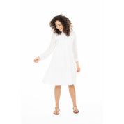 Korte strokenjurk - off white