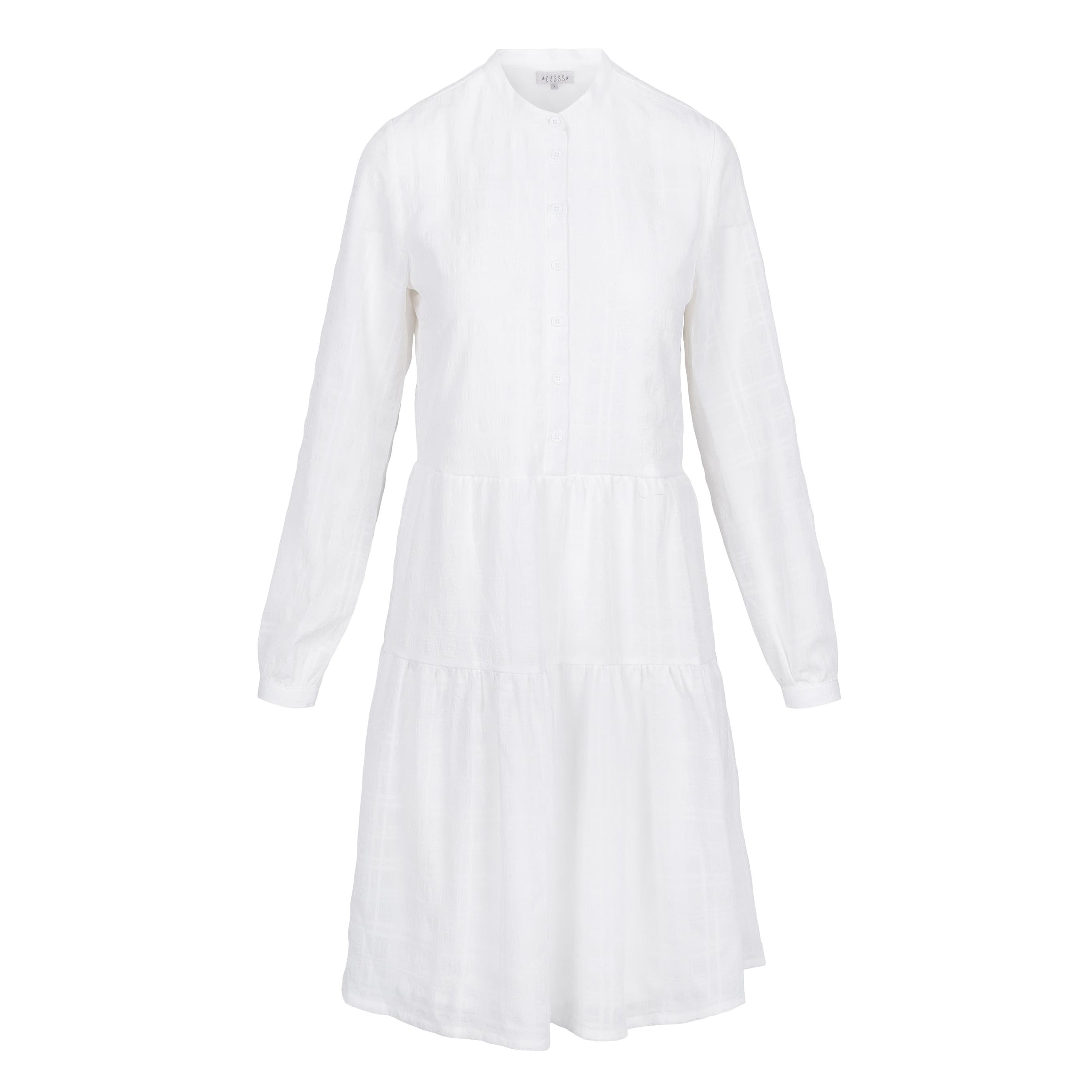 Korte strokenjurk - off white