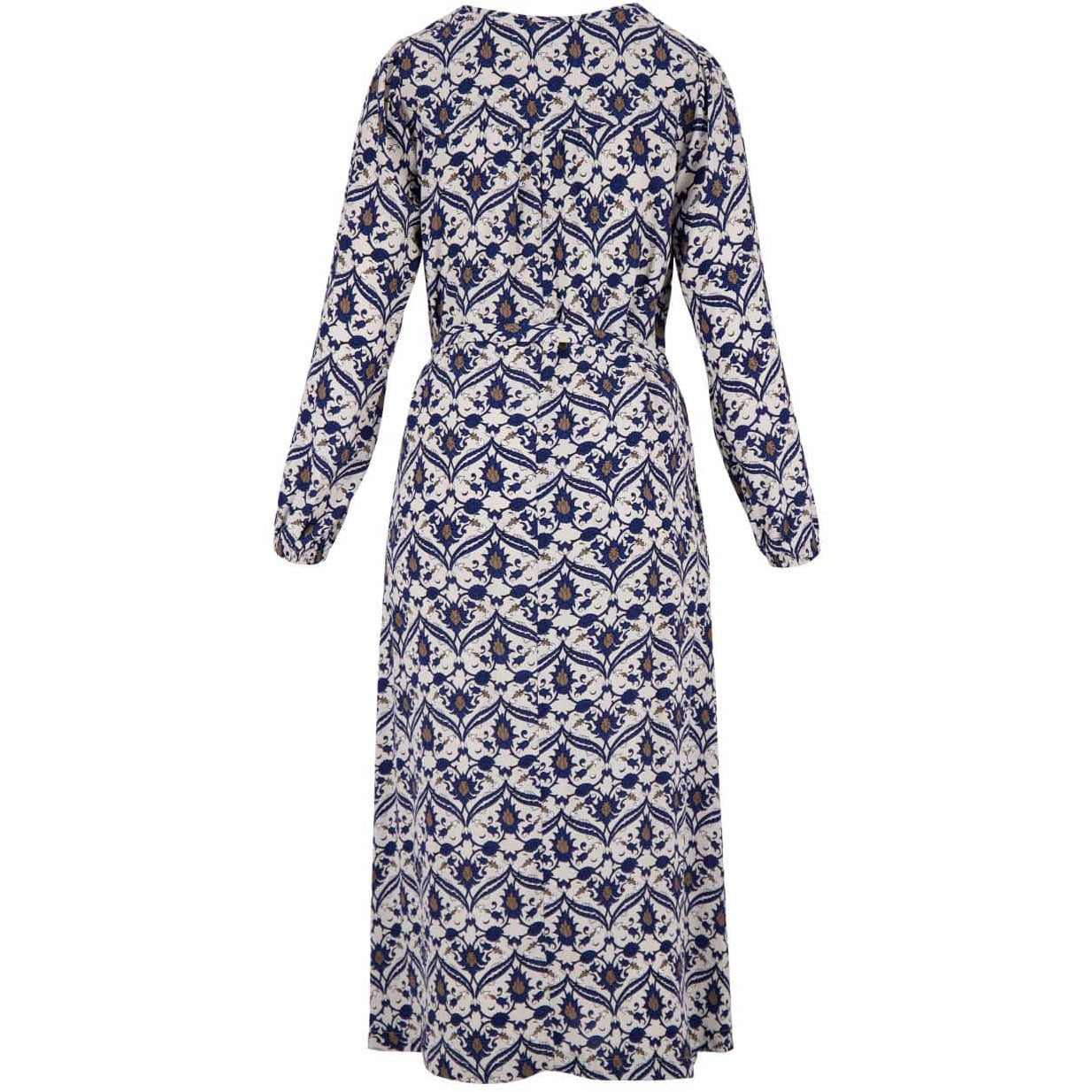 Maxi jurk met print - zand/kobalt
