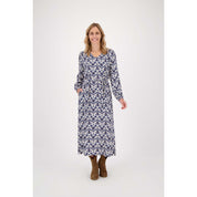 Maxi jurk met print - zand/kobalt