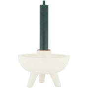 Polystone kandelaar op pootjes - off white