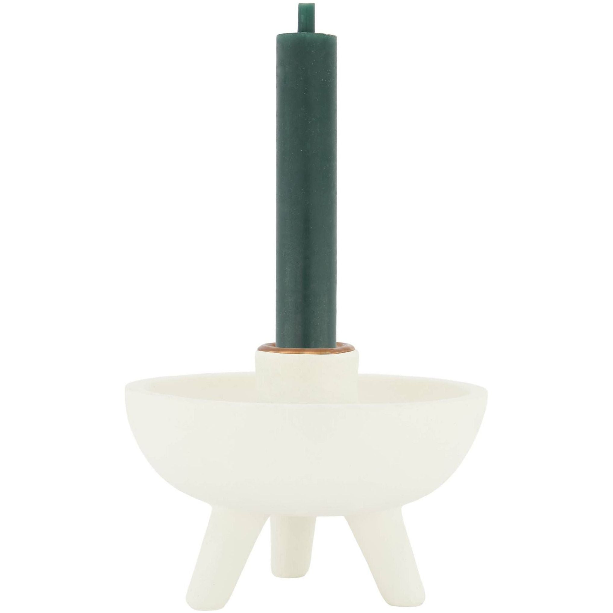 Polystone kandelaar op pootjes - off white