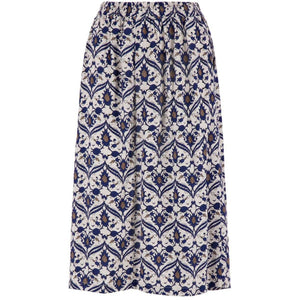 Rok met print - zand/kobaltblauw