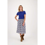 Rok met print - zand/kobaltblauw